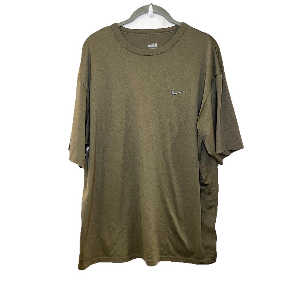 Nike T Shirt Mens L Dri Fit Short Sleeve Tech knit Gym Running Brown